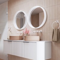 Round Led Mirrors With Matte White Framed